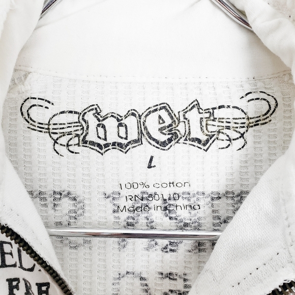 WET Women's 100% Cotton Edgy Punk Rock Rebel Long Sleeve Zip Up Jacket Size: Lg - Picture 3 of 5